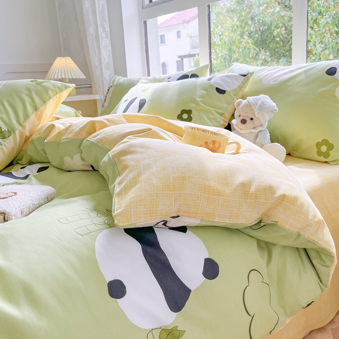 91家纺网 家纺一手货源 找家纺 世爵 2024新款12868全棉印花四件套 熊猫