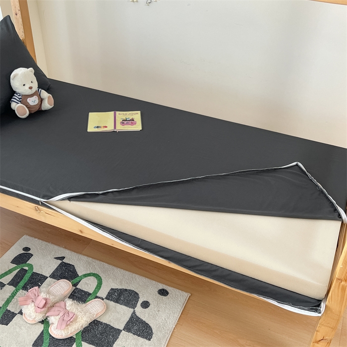 91家纺网 家纺一手货源 找家纺 多品 2024新款水洗棉皱皱纱学生宿舍床垫套床褥套 深灰