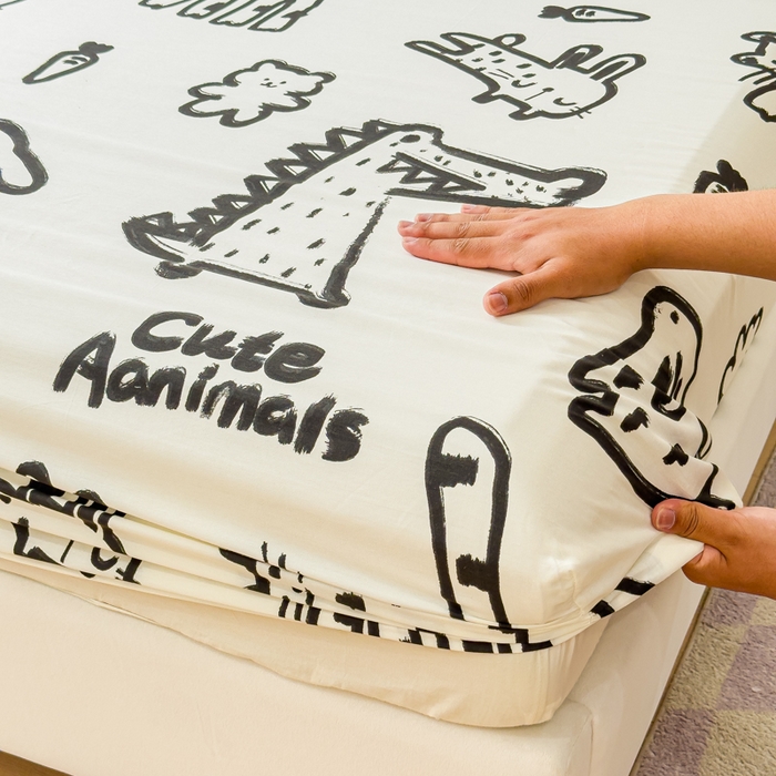 91家纺网 家纺一手货源 找家纺 感遇家纺 2024新款纯棉床单床笠枕套 床笠款-小涂鸦乐园