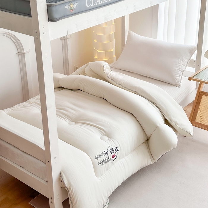 91家纺网 家纺一手货源 找家纺 招财狼家纺  2024新款水洗磨毛学生大豆被夏被春秋被多被芯被子 原棉 米黄