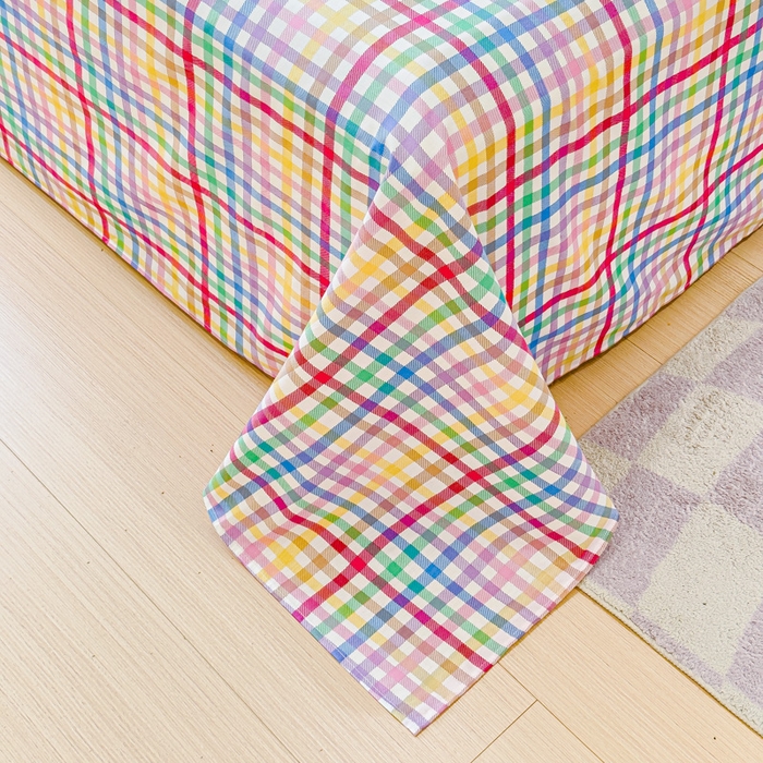 91家纺网 家纺一手货源 找家纺 感遇家纺 2024新款纯棉床单床笠枕套 床单款-五彩格