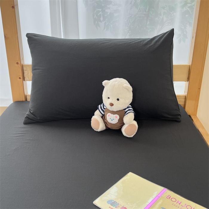 91家纺网 家纺一手货源 找家纺 多品 2024新款水洗棉皱皱纱学生宿舍床垫套床褥套 深灰