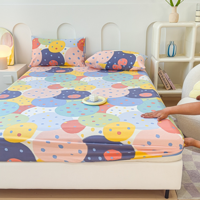 91家纺网 家纺一手货源 找家纺 感遇家纺 2024新款纯棉床单床笠枕套 床笠款-饼干森林