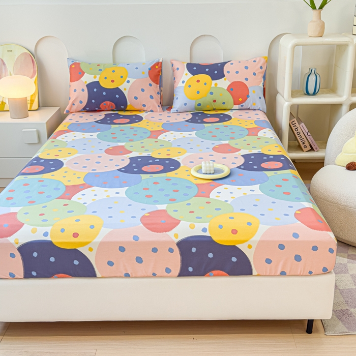 91家纺网 家纺一手货源 找家纺 感遇家纺 2024新款纯棉床单床笠枕套 床笠款-饼干森林