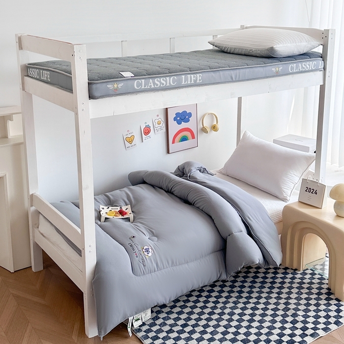 91家纺网 家纺一手货源 找家纺 招财狼家纺  2024新款水洗磨毛学生大豆被夏被春秋被多被芯被子 山茶花 灰色