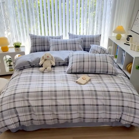 91家纺网 家纺一手货源 找家纺 世爵 2024新款12868全棉印花单品被套 伯格灰