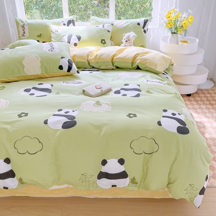 91家纺网 家纺一手货源 找家纺 世爵 2024新款12868全棉印花四件套 熊猫