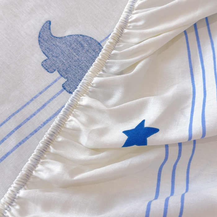 91家纺网 家纺一手货源 找家纺 感遇家纺 2024新款纯棉床单床笠枕套 床笠款-蓝条恐龙