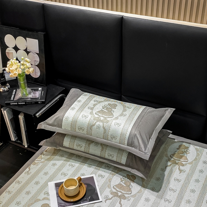 91家纺网 家纺一手货源 找家纺 宜家坊 2024新款A类抗菌数码印花冰藤凉席 床席款-莎莉公主