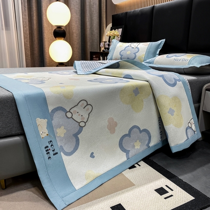 91家纺网 家纺一手货源 找家纺 （总）宜家坊 2024新款A类抗菌数码印花冰藤凉席