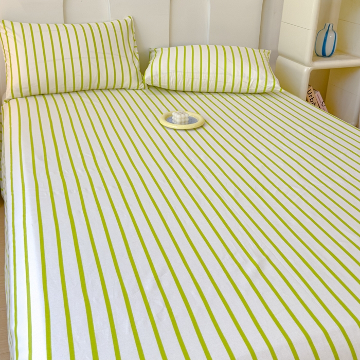 91家纺网 家纺一手货源 找家纺 感遇家纺 2024新款纯棉床单床笠枕套 床单款-青草绿