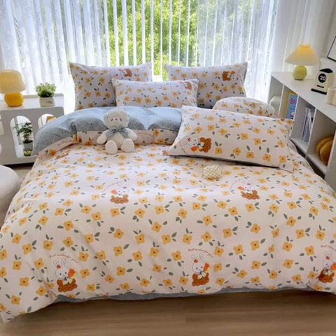 91家纺网 家纺一手货源 找家纺 世爵 2024新款12868全棉印花单品被套 可爱萌免