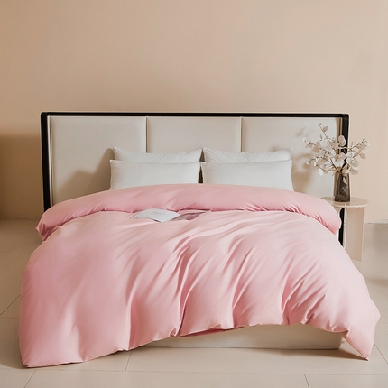 名优家纺 2024新款纯色13374高密全棉单被套 樱花粉
