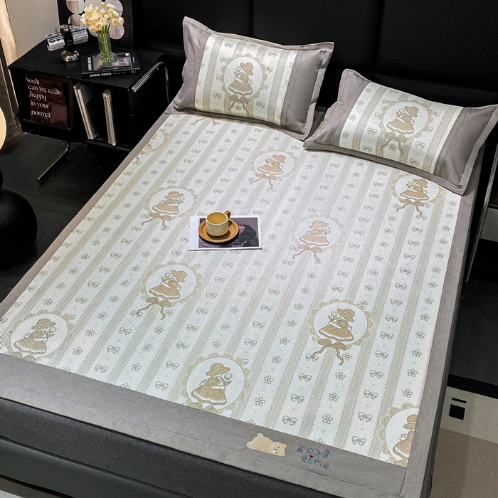 91家纺网 家纺一手货源 找家纺 宜家坊 2024新款A类抗菌数码印花冰藤凉席 床席款-莎莉公主