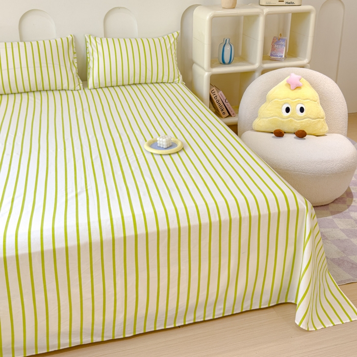 91家纺网 家纺一手货源 找家纺 感遇家纺 2024新款纯棉床单床笠枕套 床单款-青草绿