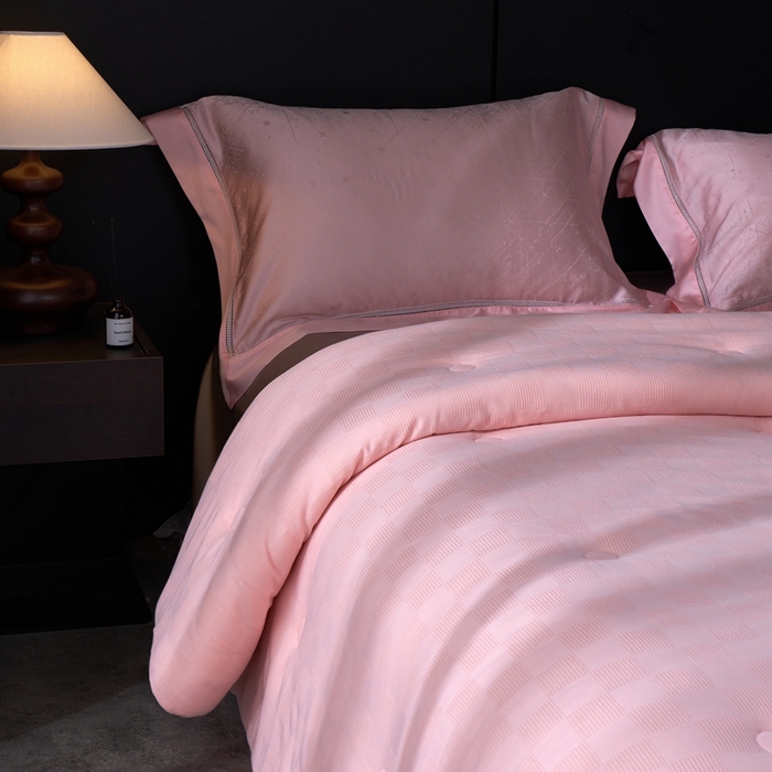 91家纺网 家纺一手货源 找家纺 朴罗 （ 原岚图） 2024新款全棉提花大豆被 粉色大豆被