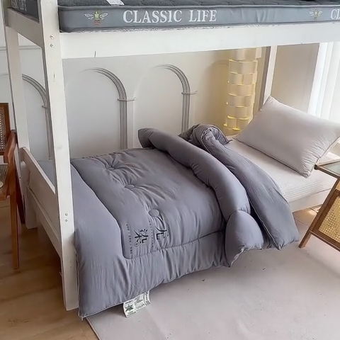 91家纺网 家纺一手货源 找家纺 招财狼家纺  2024新款水洗磨毛学生大豆被夏被春秋被多被芯被子 无染 灰色