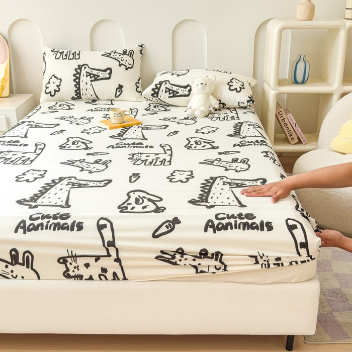 91家纺网 家纺一手货源 找家纺 感遇家纺 2024新款纯棉床单床笠枕套 床笠款-小涂鸦乐园