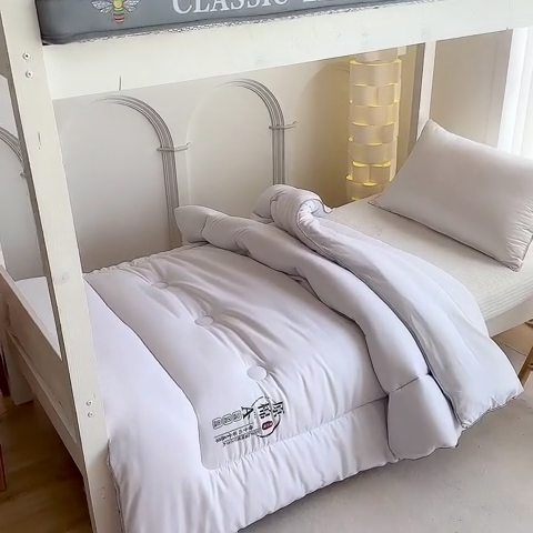 91家纺网 家纺一手货源 找家纺 招财狼家纺  2024新款水洗磨毛学生大豆被夏被春秋被多被芯被子 原棉 白色