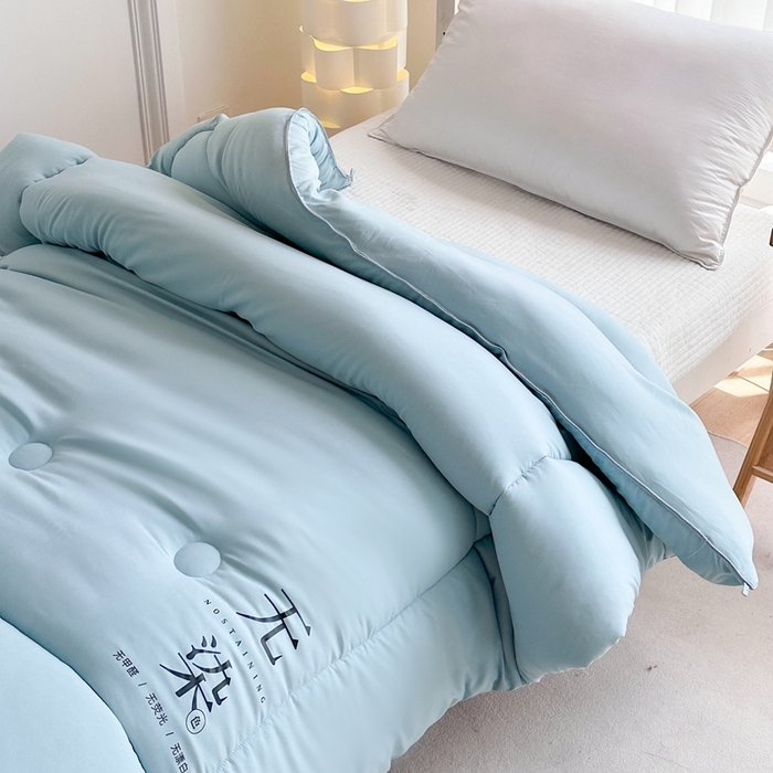 91家纺网 家纺一手货源 找家纺 招财狼家纺  2024新款水洗磨毛学生大豆被夏被春秋被多被芯被子 无染 水兰