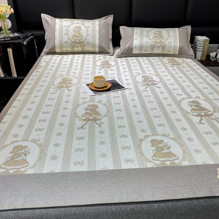 91家纺网 家纺一手货源 找家纺 宜家坊 2024新款A类抗菌数码印花冰藤凉席 床席款-莎莉公主