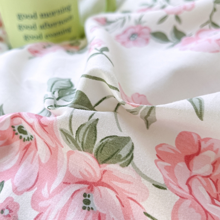 91家纺网 家纺一手货源 找家纺 世爵 2024新款12868全棉印花四件套 田园花香一粉