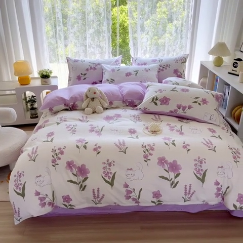 91家纺网 家纺一手货源 找家纺 世爵 2024新款12868全棉印花单品被套 凯蒂猫-米