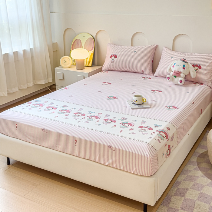 91家纺网 家纺一手货源 找家纺 感遇家纺 2024新款纯棉床单床笠枕套 床笠款-粉色甜心