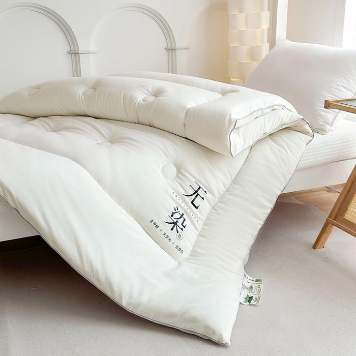 91家纺网 家纺一手货源 找家纺 招财狼家纺  2024新款水洗磨毛学生大豆被夏被春秋被多被芯被子 无染 米黄