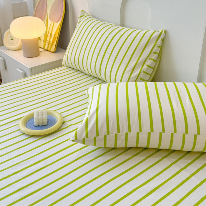 91家纺网 家纺一手货源 找家纺 感遇家纺 2024新款纯棉床单床笠枕套 床单款-青草绿