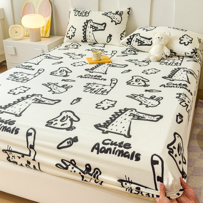 91家纺网 家纺一手货源 找家纺 感遇家纺 2024新款纯棉床单床笠枕套 床笠款-小涂鸦乐园