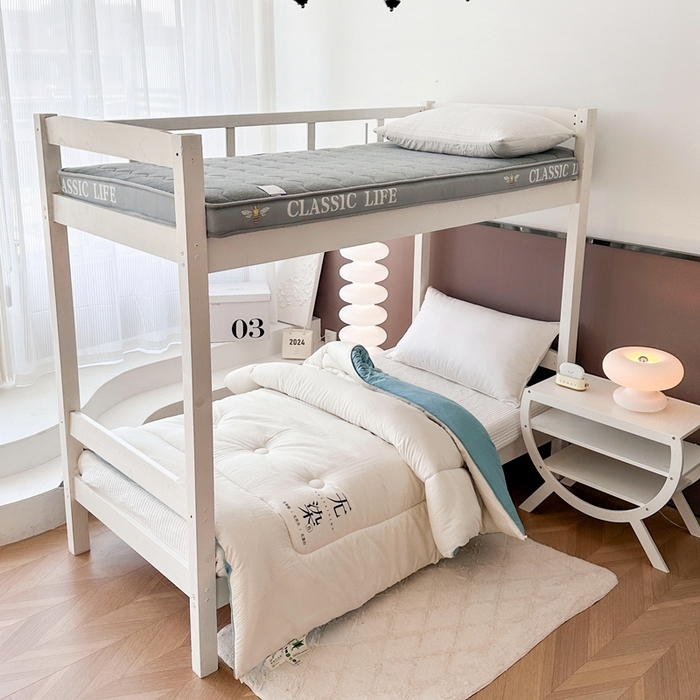 91家纺网 家纺一手货源 找家纺 招财狼家纺  2024新款水洗磨毛学生大豆被夏被春秋被多被芯被子 无染 米白+水兰