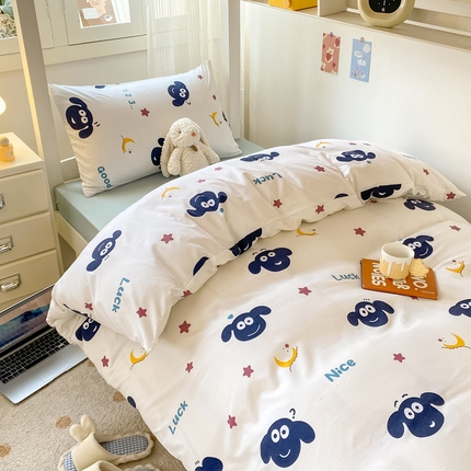 91家纺网 家纺一手货源 找家纺 芷凡家纺 2024新款云朵棉印花学生三件套四件套 暖洋洋