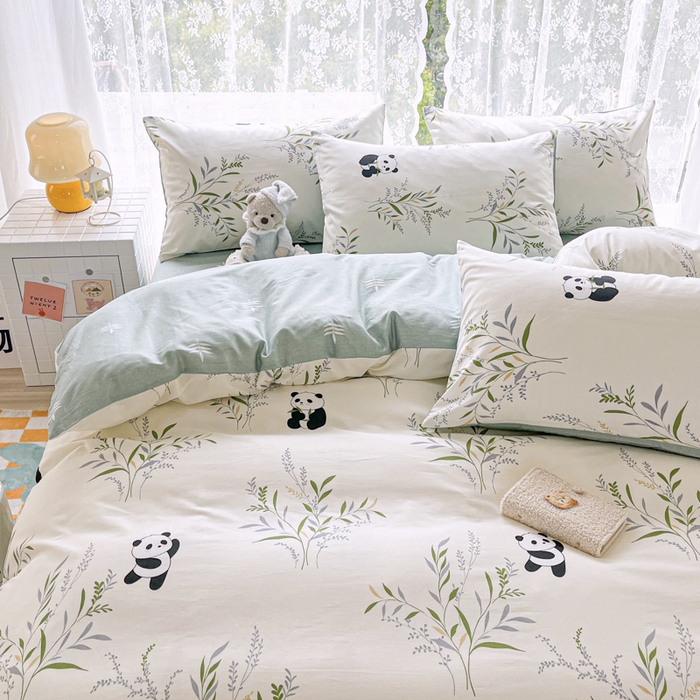 91家纺网 家纺一手货源 找家纺 世爵 2024新款12868全棉印花单品被套 竹林熊猫