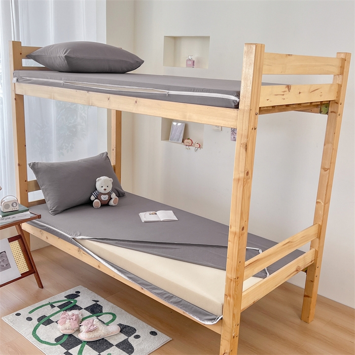 91家纺网 家纺一手货源 找家纺 多品 2024新款水洗棉皱皱纱学生宿舍床垫套床褥套 浅灰