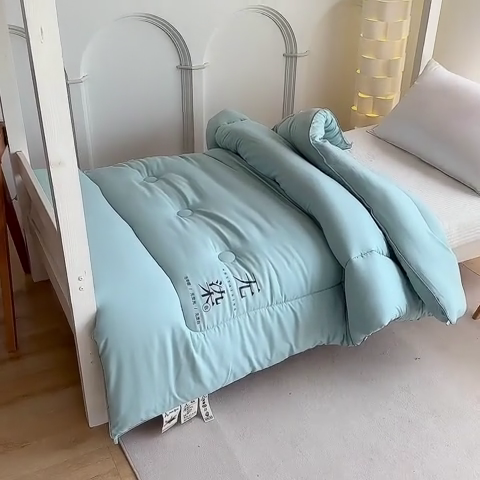 91家纺网 家纺一手货源 找家纺 招财狼家纺  2024新款水洗磨毛学生大豆被夏被春秋被多被芯被子 无染 水兰