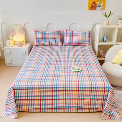 感遇家纺 2024新款纯棉床单床笠枕套 床单款-五彩格