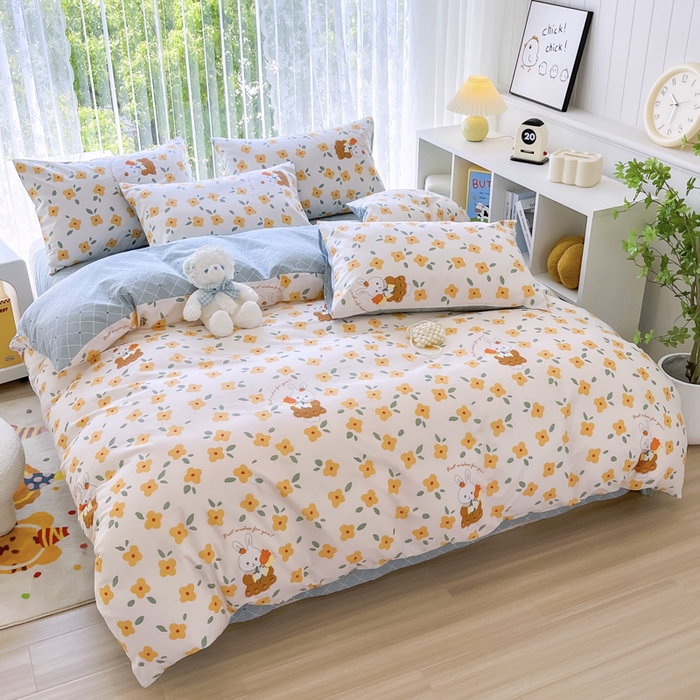 91家纺网 家纺一手货源 找家纺 世爵 2024新款12868全棉印花四件套 可爱萌免