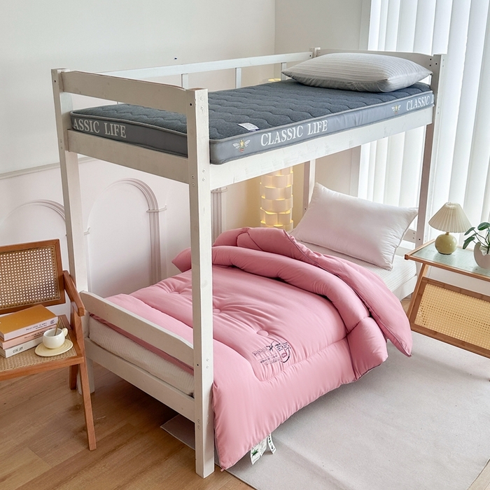 91家纺网 家纺一手货源 找家纺 招财狼家纺  2024新款水洗磨毛学生大豆被夏被春秋被多被芯被子 原棉 粉色