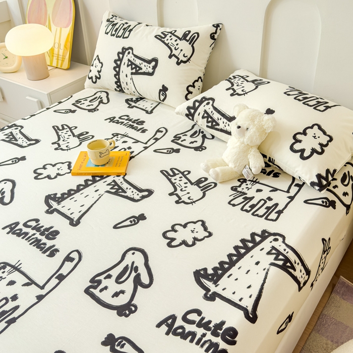 91家纺网 家纺一手货源 找家纺 感遇家纺 2024新款纯棉床单床笠枕套 床笠款-小涂鸦乐园