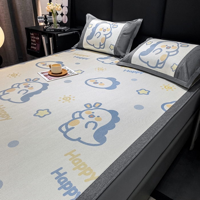 91家纺网 家纺一手货源 找家纺 宜家坊 2024新款A类抗菌数码印花冰藤凉席 床笠款-快乐恐龙