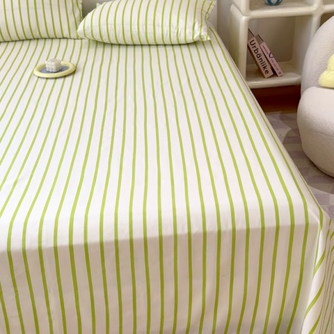 91家纺网 家纺一手货源 找家纺 感遇家纺 2024新款纯棉床单床笠枕套 床单款-青草绿