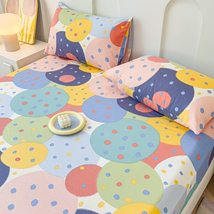 91家纺网 家纺一手货源 找家纺 感遇家纺 2024新款纯棉床单床笠枕套 床笠款-饼干森林