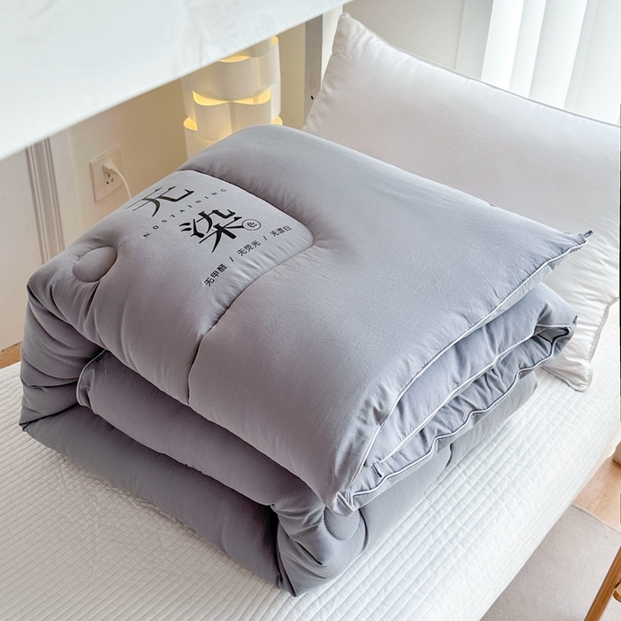 91家纺网 家纺一手货源 找家纺 招财狼家纺  2024新款水洗磨毛学生大豆被夏被春秋被多被芯被子 无染 灰色