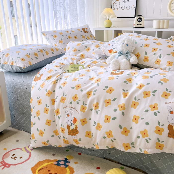 91家纺网 家纺一手货源 找家纺 世爵 2024新款12868全棉印花四件套 可爱萌免