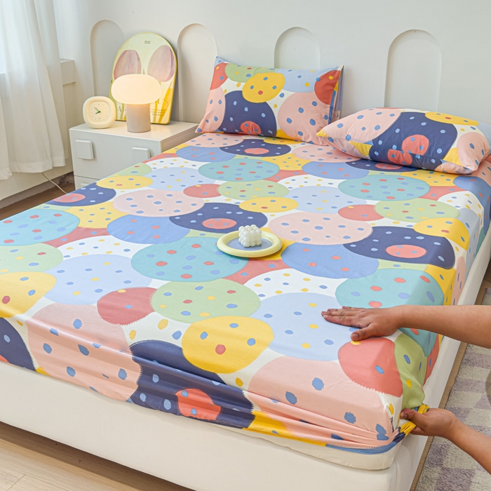 91家纺网 家纺一手货源 找家纺 感遇家纺 2024新款纯棉床单床笠枕套 床笠款-饼干森林