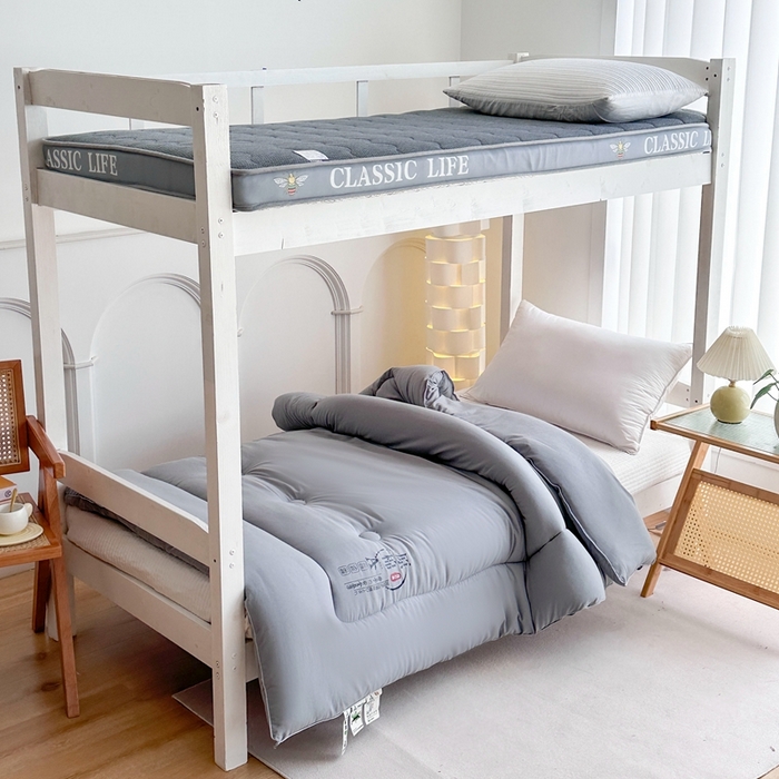 91家纺网 家纺一手货源 找家纺 招财狼家纺  2024新款水洗磨毛学生大豆被夏被春秋被多被芯被子 原棉 灰色