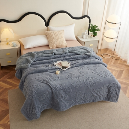 91家纺网 家纺一手货源 找家纺 （总）枋梢家纺跨境电商 2024蝴蝶花塔芙绒羊羔绒毛毯加厚保暖毛毯