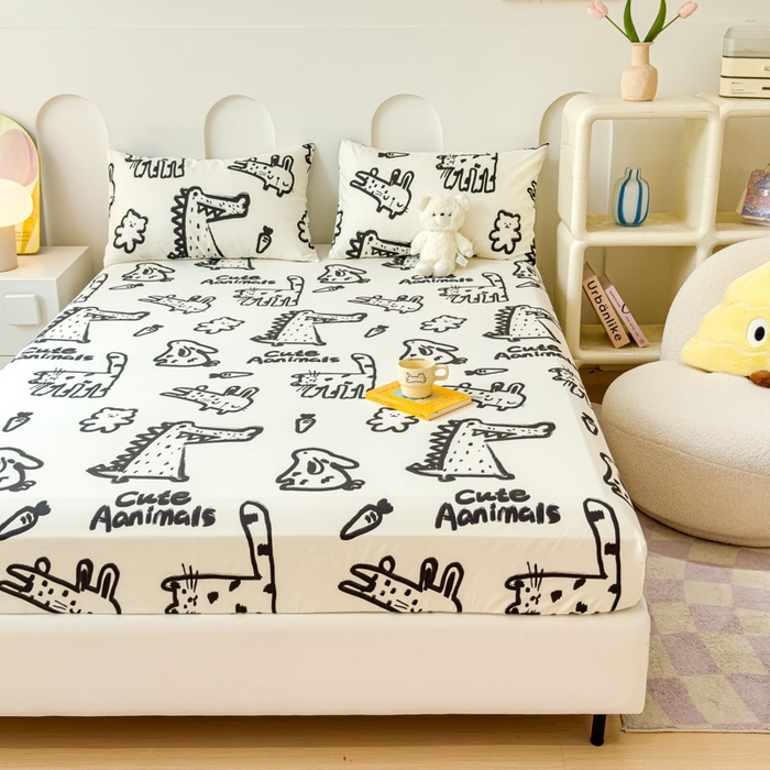 91家纺网 家纺一手货源 找家纺 感遇家纺 2024新款纯棉床单床笠枕套 床笠款-小涂鸦乐园