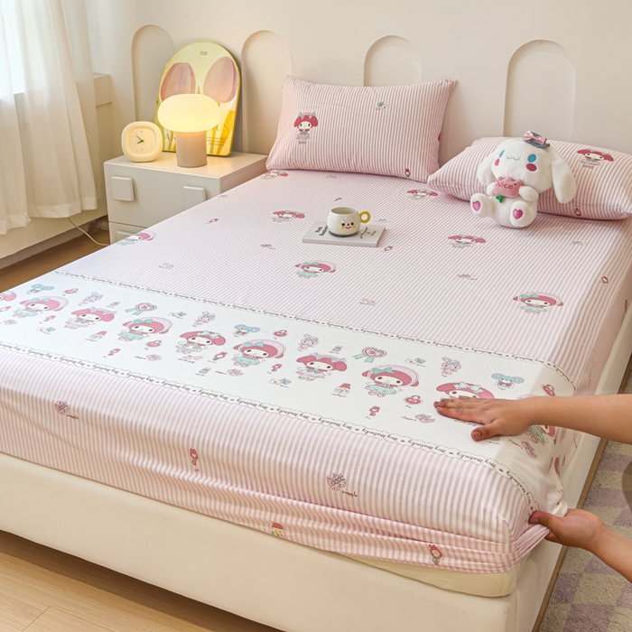 91家纺网 家纺一手货源 找家纺 感遇家纺 2024新款纯棉床单床笠枕套 床笠款-粉色甜心